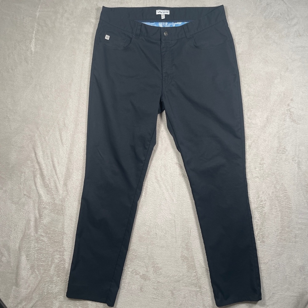Peter Millar EB66 Performance Men 36x32 Black 5-Pocket Tailored Golf Pants